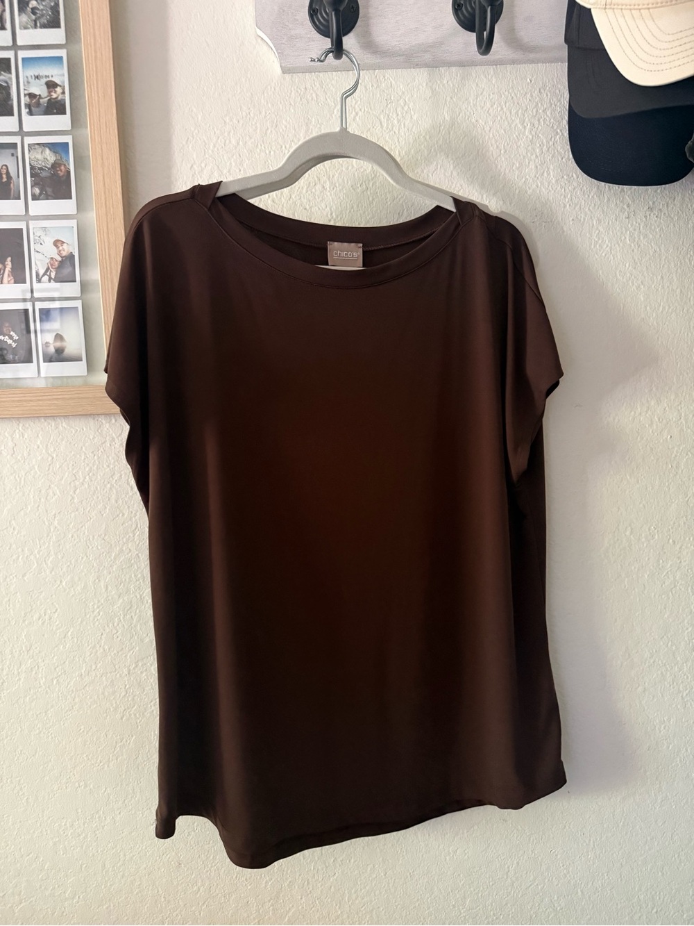 Chico's Chocolate Brown Short Sleeve Crewneck Top